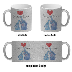 Elefant Mutter und Kind Kaffeebecher mit Spruch Beste Mama