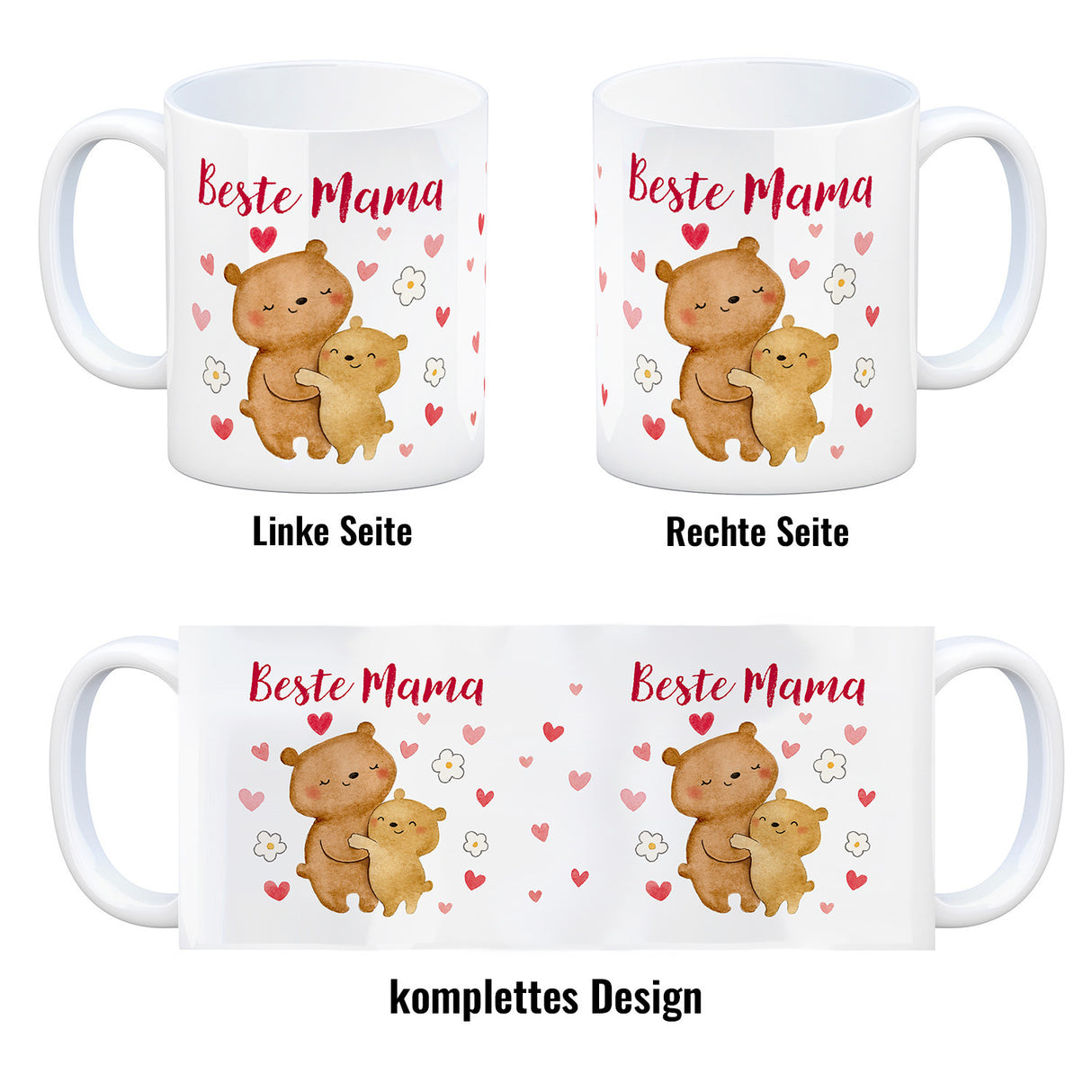 Bären Mutter und Kind Kaffeebecher mit Spruch Beste Mama