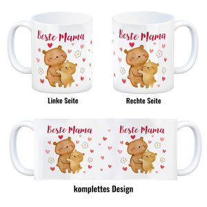 Bären Mutter und Kind Kaffeebecher mit Spruch Beste Mama