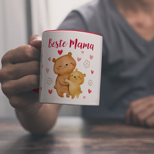 Bären Mutter und Kind Kaffeebecher mit Spruch Beste Mama