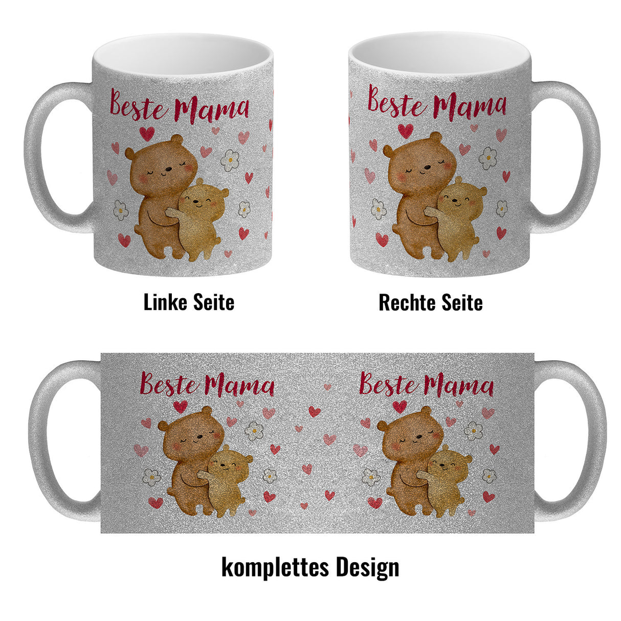 Bären Mutter und Kind Kaffeebecher mit Spruch Beste Mama