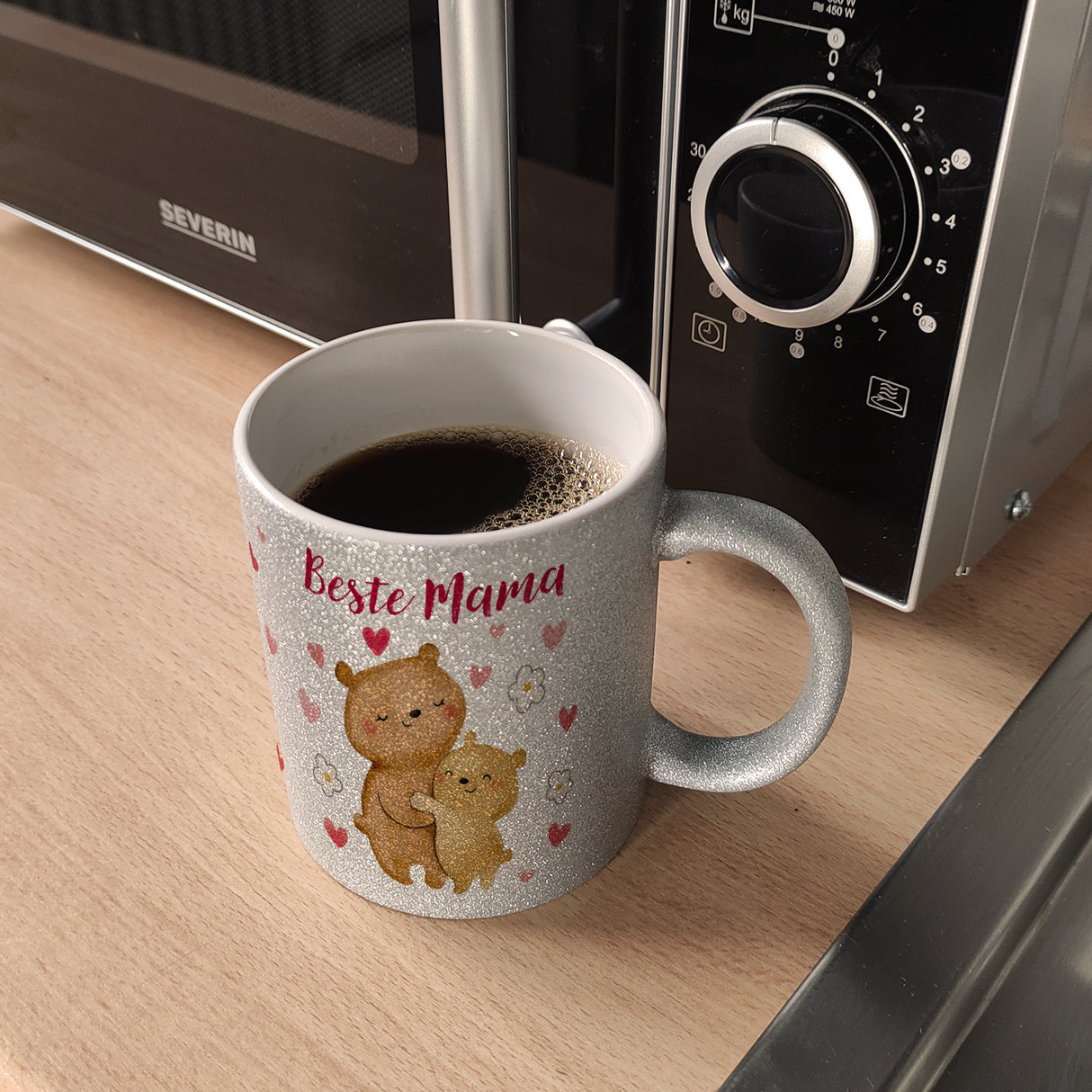 Bären Mutter und Kind Kaffeebecher mit Spruch Beste Mama