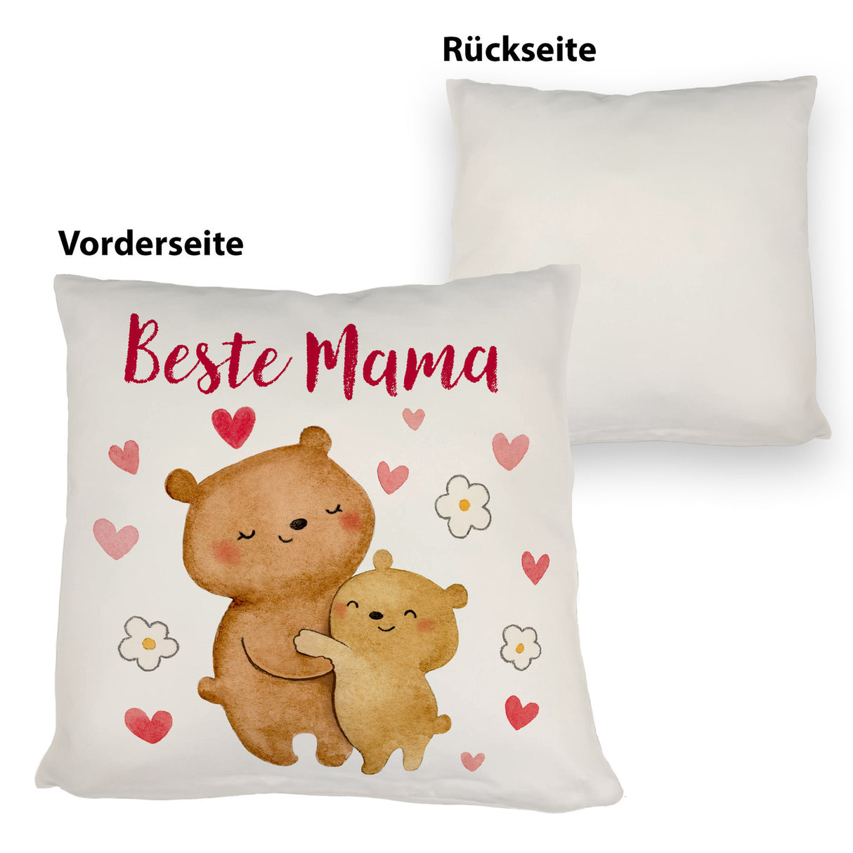 Bären Mutter und Kind Kissen mit Spruch Beste Mama