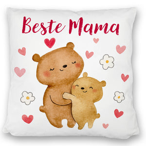 Bären Mutter und Kind Kissen mit Spruch Beste Mama