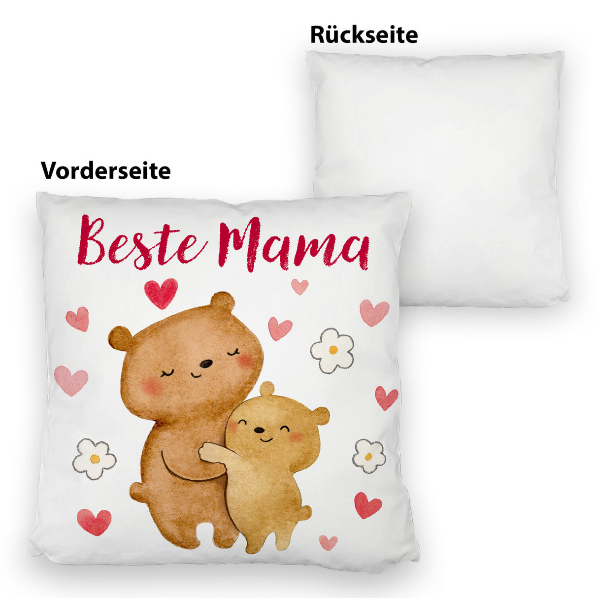 Bären Mutter und Kind Kissen mit Spruch Beste Mama