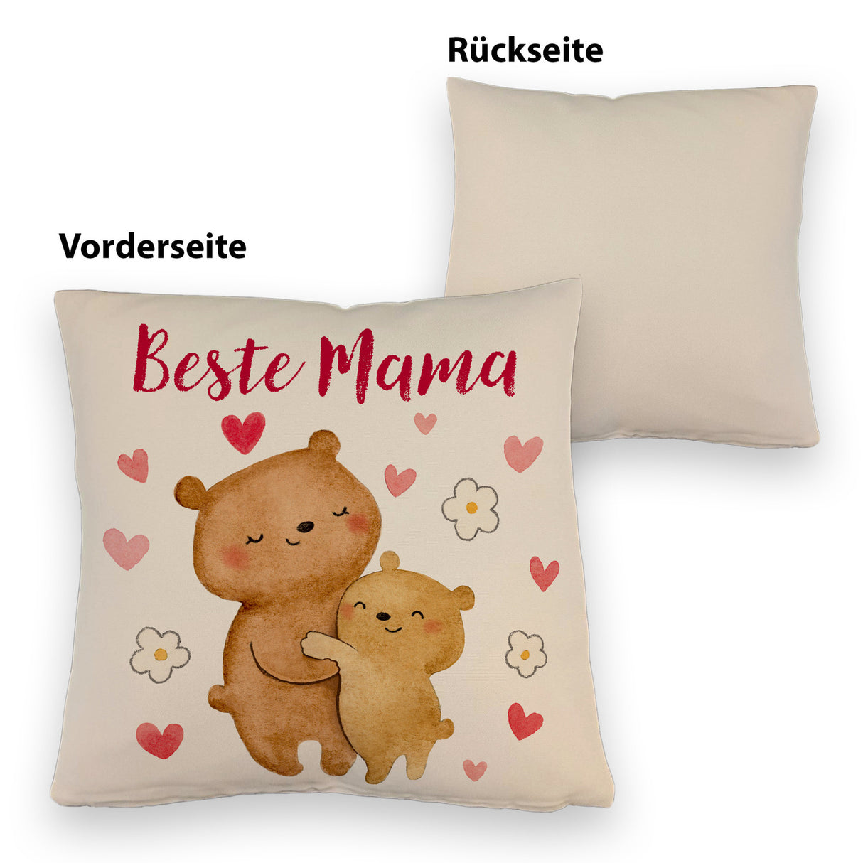 Bären Mutter und Kind Kissen mit Spruch Beste Mama