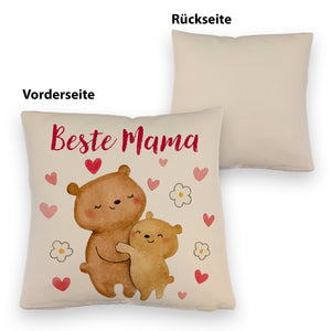 Bären Mutter und Kind Kissen mit Spruch Beste Mama