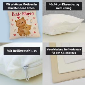 Bären Mutter und Kind Kissen mit Spruch Beste Mama