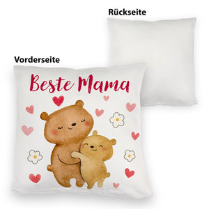 Bären Mutter und Kind Kissen mit Spruch Beste Mama