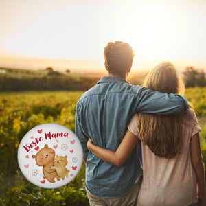Bären Mutter und Kind Magnet rund mit Spruch Beste Mama