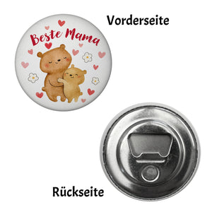 Bären Mutter und Kind Magnet rund mit Spruch Beste Mama