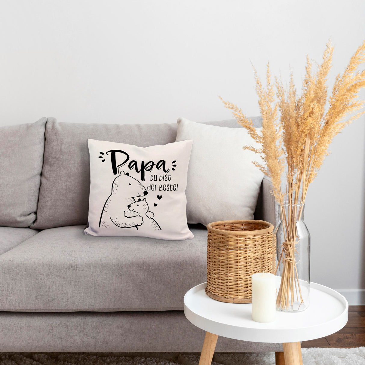 Bären Papa und Kind Kissen mit Spruch Papa du bist der Beste