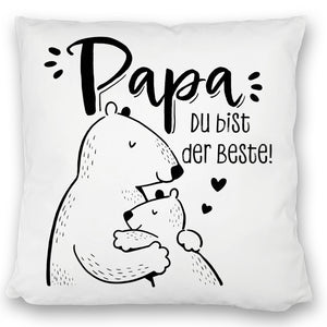 Bären Papa und Kind Kissen mit Spruch Papa du bist der Beste