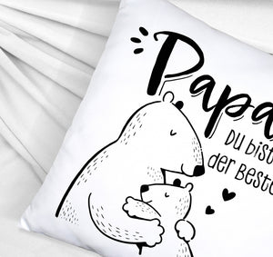 Bären Papa und Kind Kissen mit Spruch Papa du bist der Beste