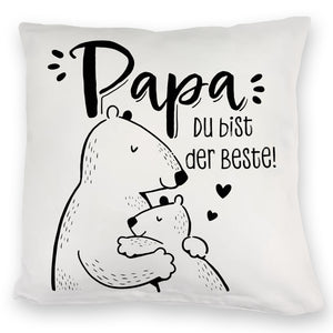 Bären Papa und Kind Kissen mit Spruch Papa du bist der Beste