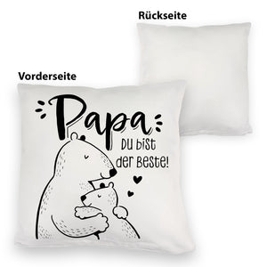 Bären Papa und Kind Kissen mit Spruch Papa du bist der Beste