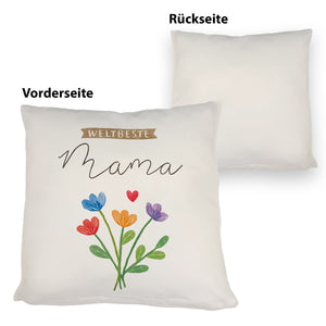 Blumenstrauß Kissen mit Spruch Weltbeste Mama