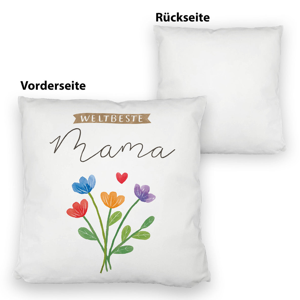 Blumenstrauß Kissen mit Spruch Weltbeste Mama