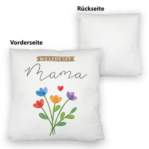 Blumenstrauß Kissen mit Spruch Weltbeste Mama