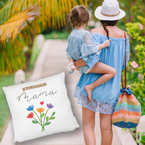 Blumenstrauß Kissen mit Spruch Weltbeste Mama