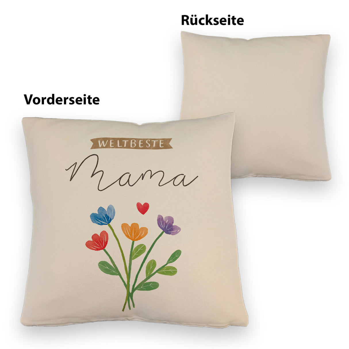 Blumenstrauß Kissen mit Spruch Weltbeste Mama