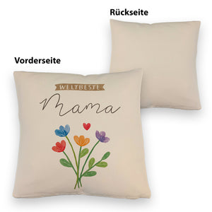Blumenstrauß Kissen mit Spruch Weltbeste Mama