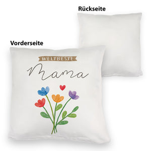 Blumenstrauß Kissen mit Spruch Weltbeste Mama