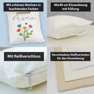 Blumenstrauß Kissen mit Spruch Weltbeste Mama