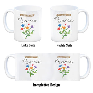Blumenstrauß Kaffeebecher mit Spruch Weltbeste Mama