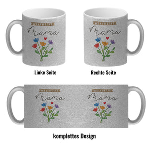 Blumenstrauß Kaffeebecher mit Spruch Weltbeste Mama
