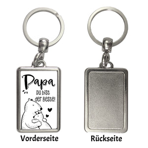 Bären Papa und Kind Schlüsselanhänger mit Spruch Papa du bist der Beste