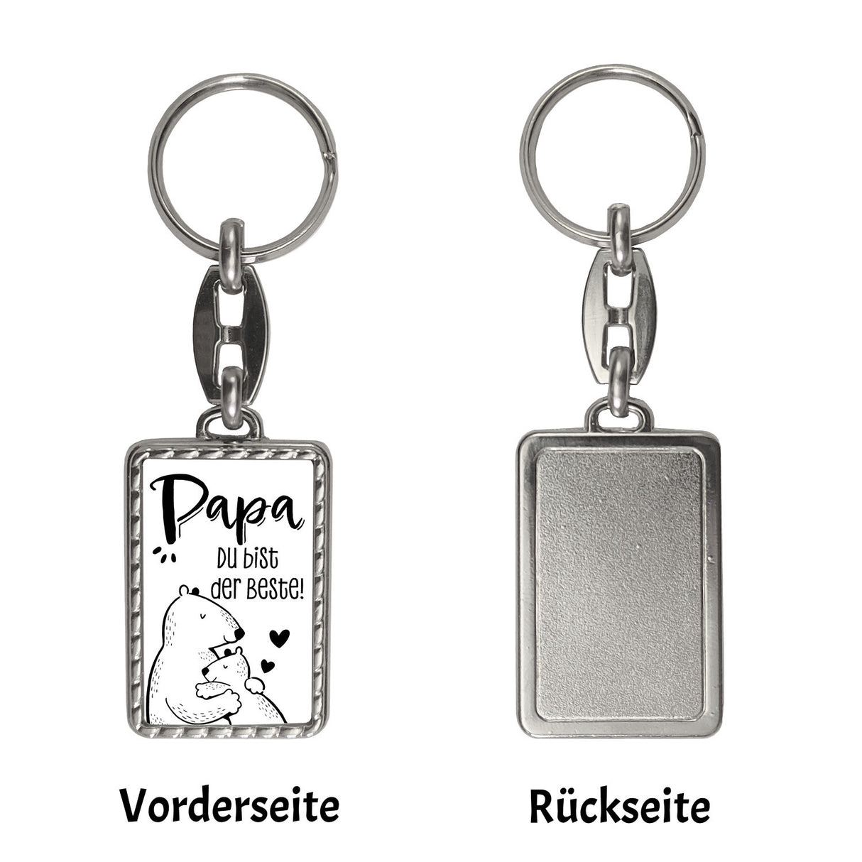 Bären Papa und Kind Schlüsselanhänger mit Spruch Papa du bist der Beste