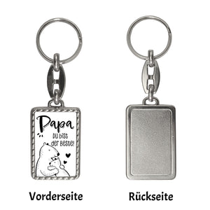 Bären Papa und Kind Schlüsselanhänger mit Spruch Papa du bist der Beste