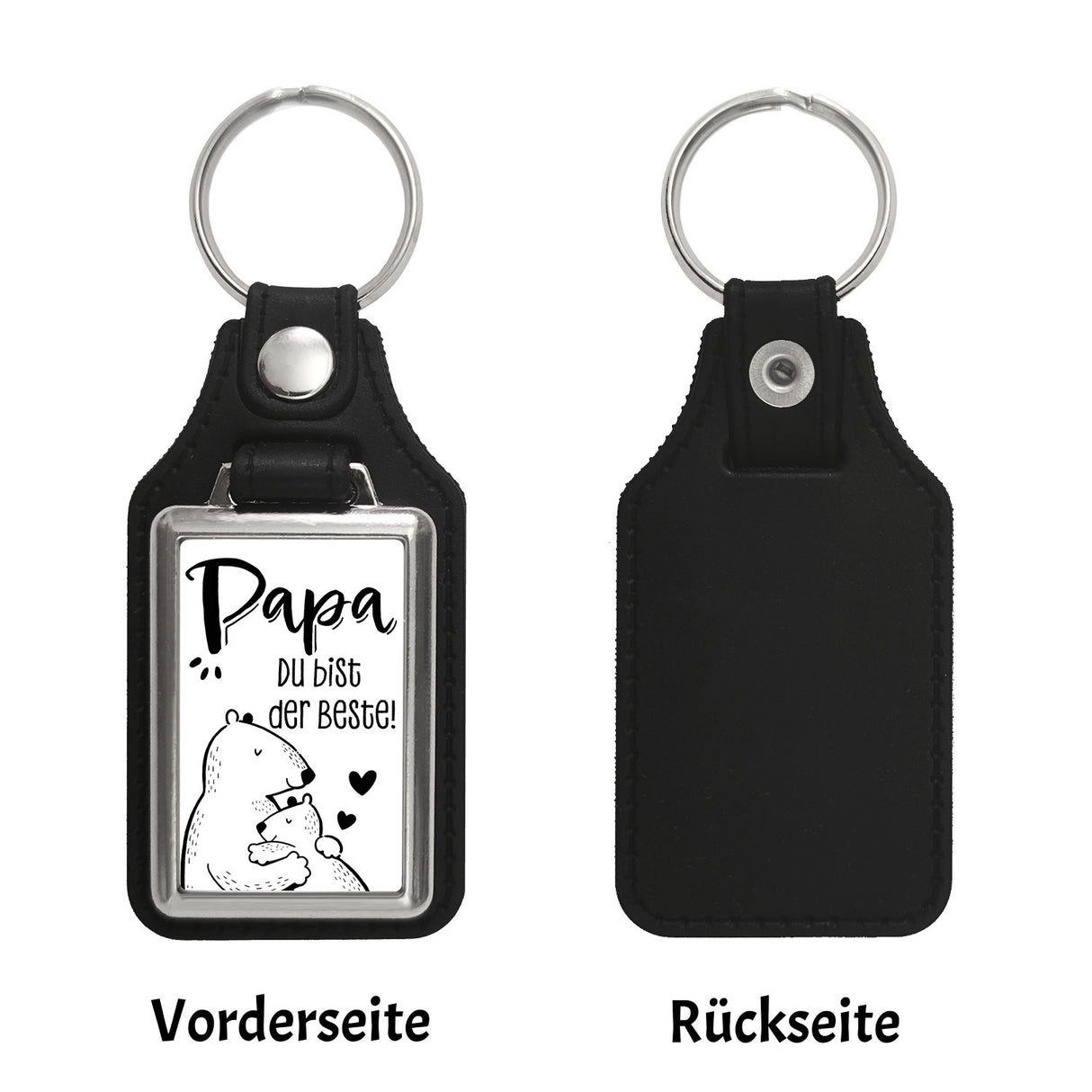 Bären Papa und Kind Schlüsselanhänger mit Spruch Papa du bist der Beste
