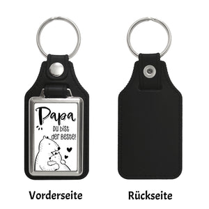 Bären Papa und Kind Schlüsselanhänger mit Spruch Papa du bist der Beste