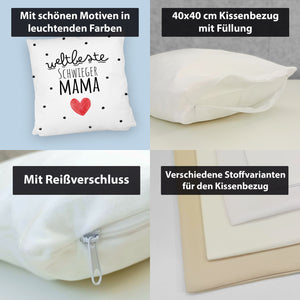 Schwiegermutter Kissen mit Spruch Weltbeste Schwiegermama