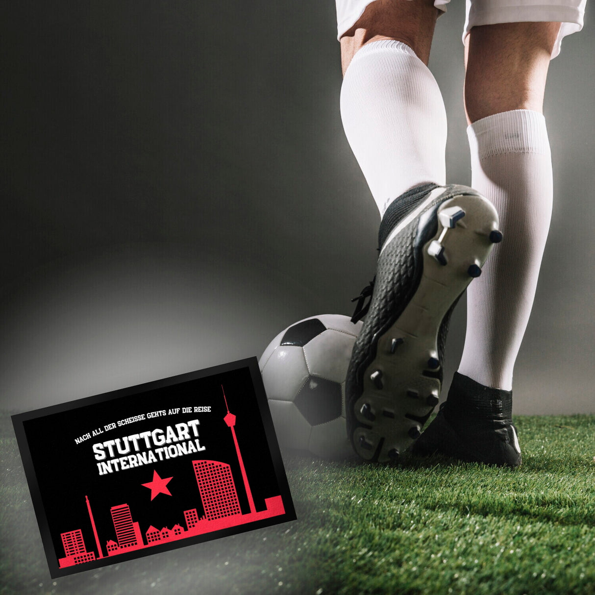 Stuttgart Europapokal Fußmatte in 35x50 cm mit Spruch Stuttgart International