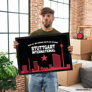 Stuttgart Europapokal Fußmatte in 35x50 cm mit Spruch Stuttgart International