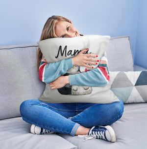 Pinguin Mutter und Kind Kissen mit Spruch Mama du bist die Beste