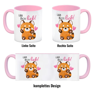 Roter Panda Kaffeebecher mit Spruch Hab dich lieb