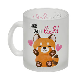 Roter Panda Kaffeebecher mit Spruch Hab dich lieb