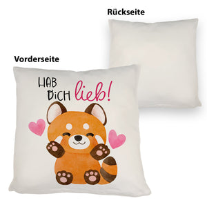 Roter Panda Kissen mit Spruch Hab dich lieb