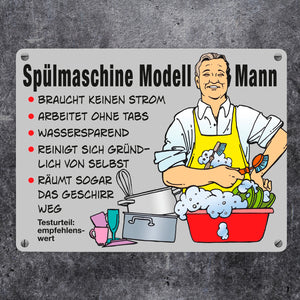 Hausmann Metallschild in 15x20 cm mit Spruch Spülmaschine Modell Mann