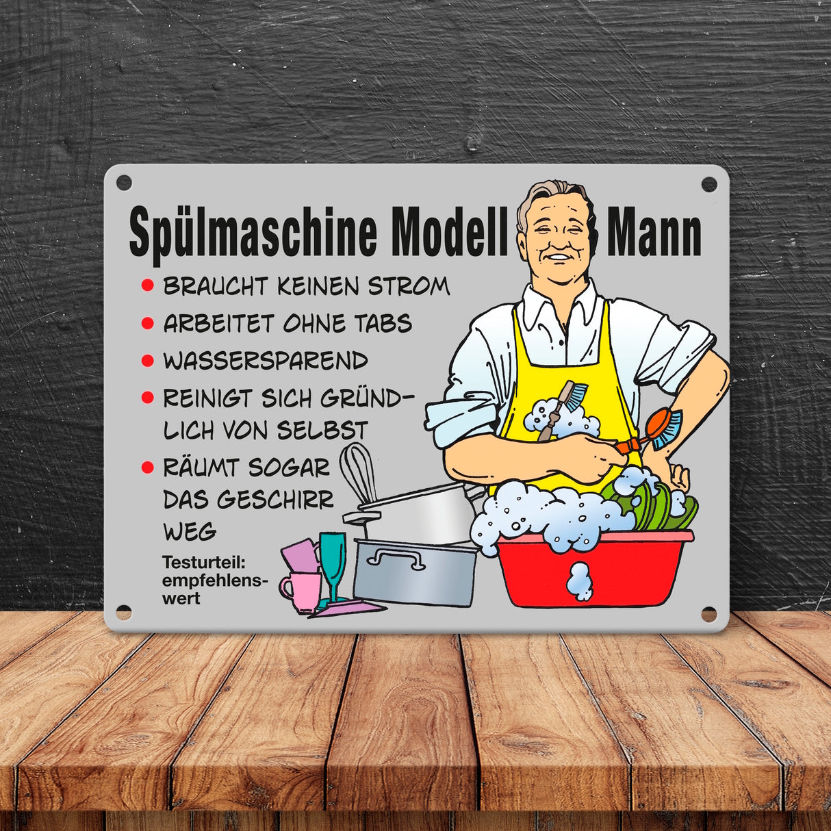 Hausmann Metallschild in 15x20 cm mit Spruch Spülmaschine Modell Mann