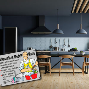 Hausmann Metallschild in 15x20 cm mit Spruch Spülmaschine Modell Mann