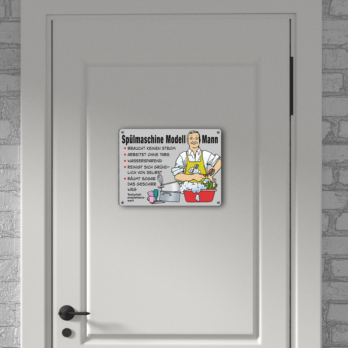 Hausmann Metallschild in 15x20 cm mit Spruch Spülmaschine Modell Mann