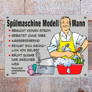 Hausmann Metallschild in 15x20 cm mit Spruch Spülmaschine Modell Mann