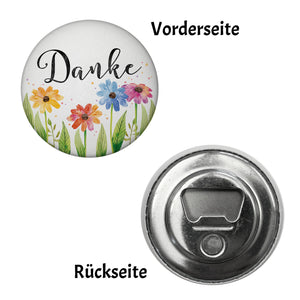 Blumen Magnet rund mit Spruch Danke