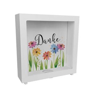 Blumen Spardose mit Spruch Danke
