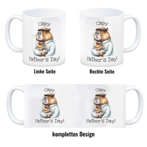 Capybara-Papa Aquarell-Optik Kaffeebecher mit Spruch Capy Father's Day